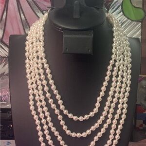 54” Long Faux Pearl Necklace